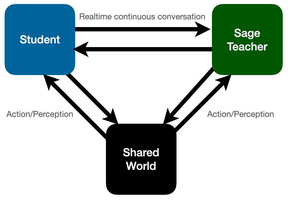 The student, the teacher, and their shared world. All immediately and continuously available to one another